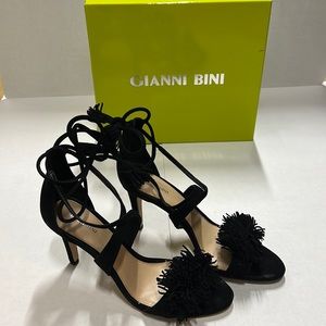 Black Suede ankle lace stilettos